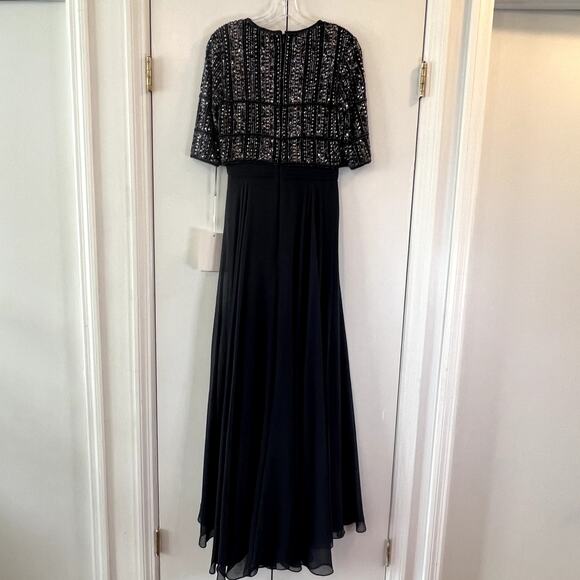 Mac Duggal Style 9180 Beaded Cape Top Formal Gown Midnight Blue Sz 4 NWT - Picture 6 of 6